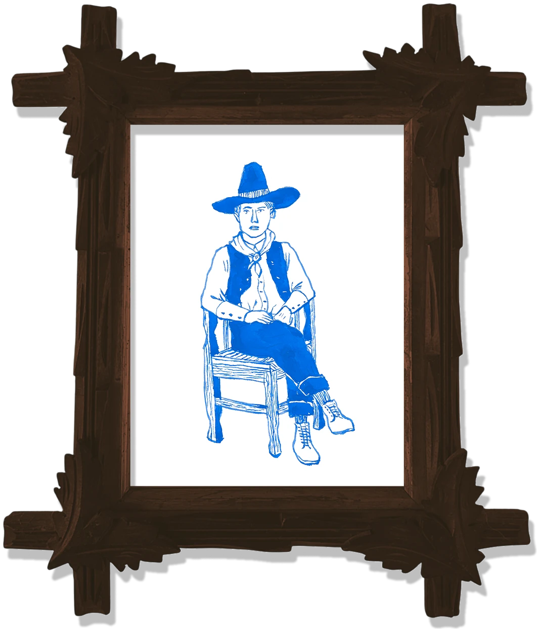 Cowboy sitting on a chair